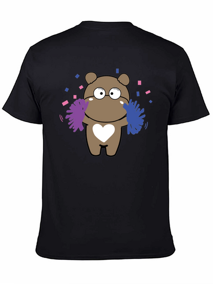Camiseta Negra con Diseño de Oso Cheerleader