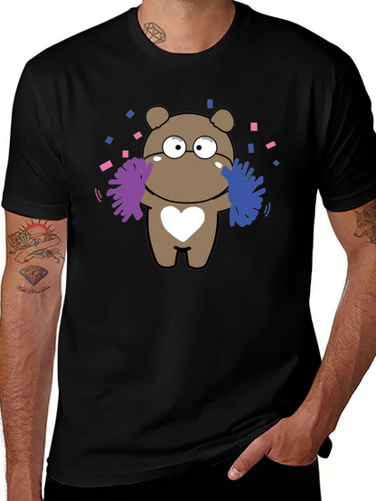 Camiseta Negra con Diseño de Oso Cheerleader