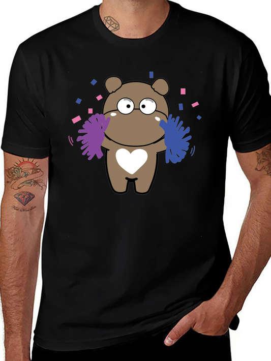 Camiseta Negra con Diseño de Oso Cheerleader