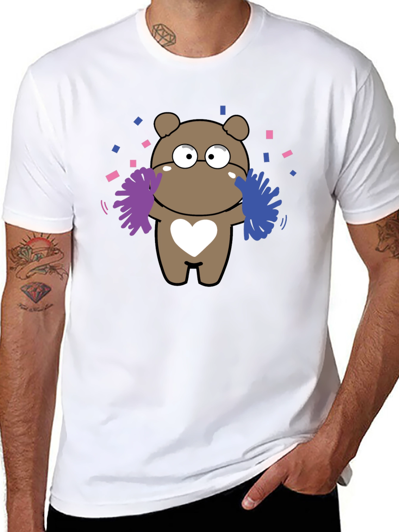 Camiseta Negra con Diseño de Oso Cheerleader