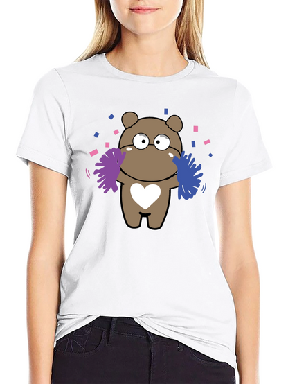 Camiseta Negra con Diseño de Oso Cheerleader