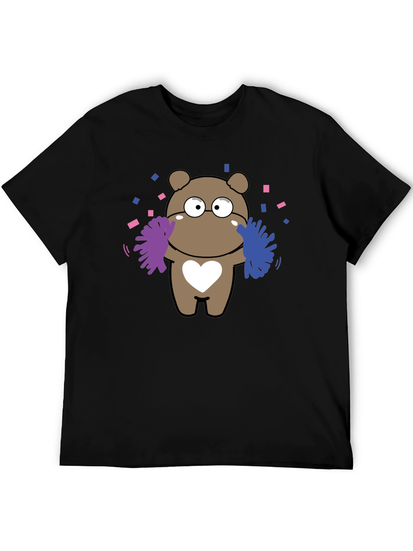 Camiseta Negra con Diseño de Oso Cheerleader