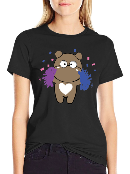 Camiseta Negra con Diseño de Oso Cheerleader