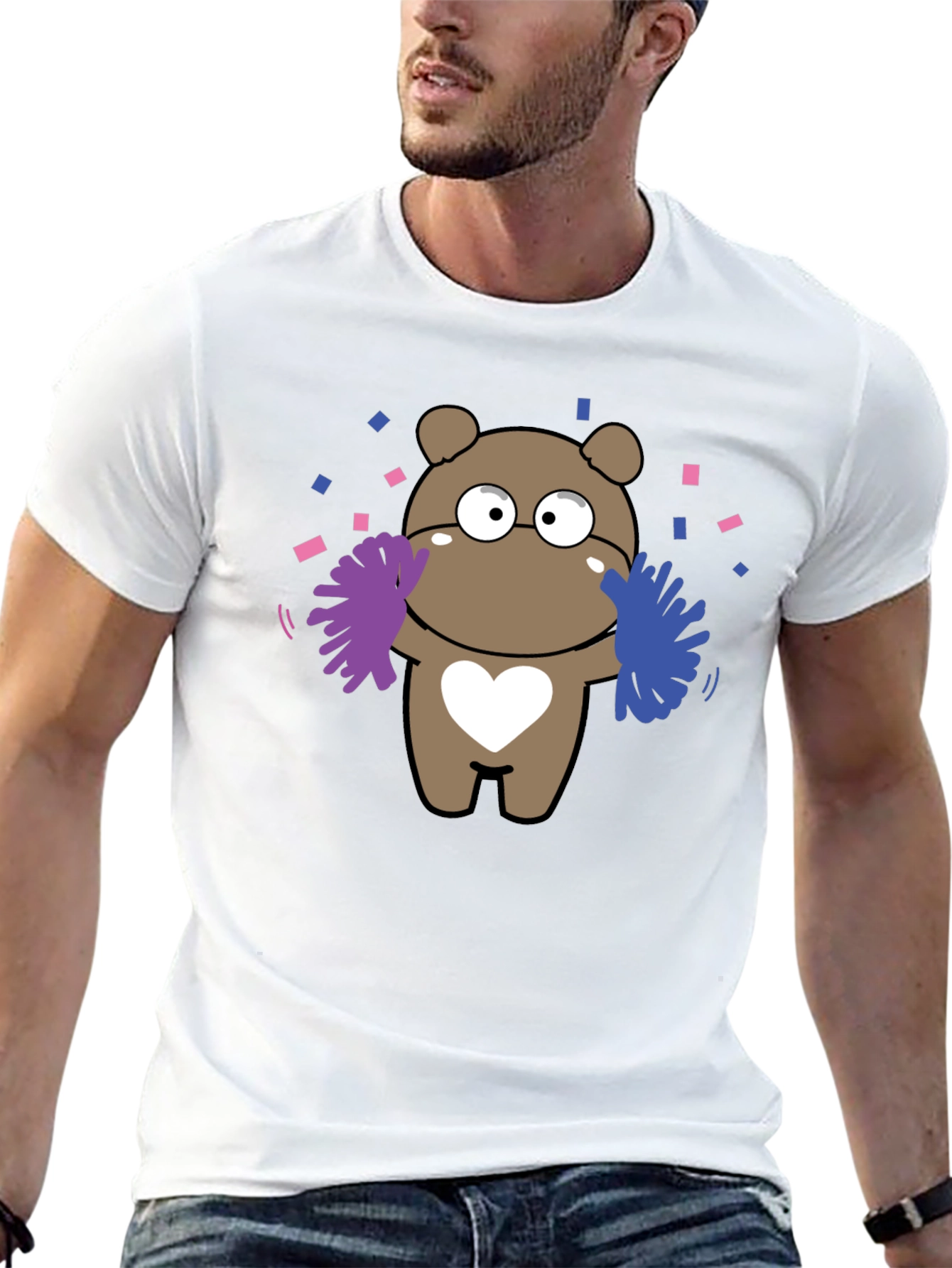 Camiseta Negra con Diseño de Oso Cheerleader