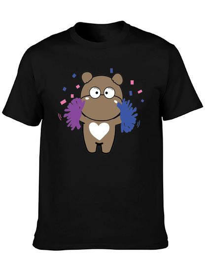 Camiseta Negra con Diseño de Oso Cheerleader