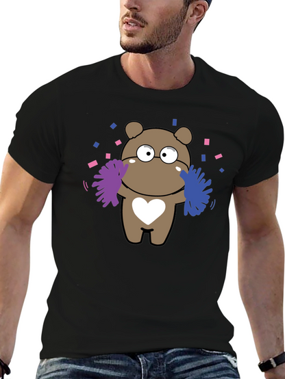 Camiseta Negra con Diseño de Oso Cheerleader