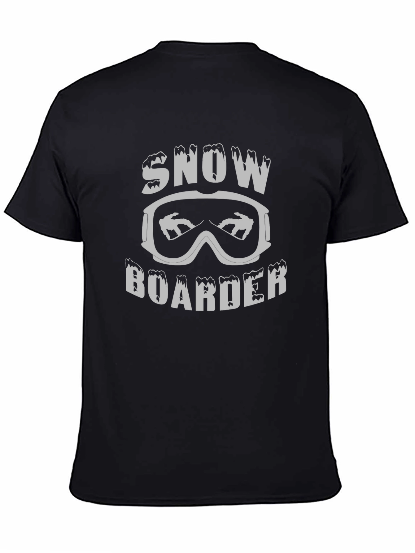 Camiseta Negra Snowboarder Diseño Invierno