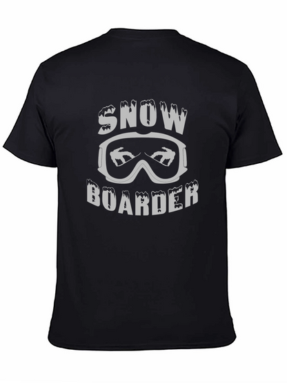 Camiseta Negra Snowboarder Diseño Invierno