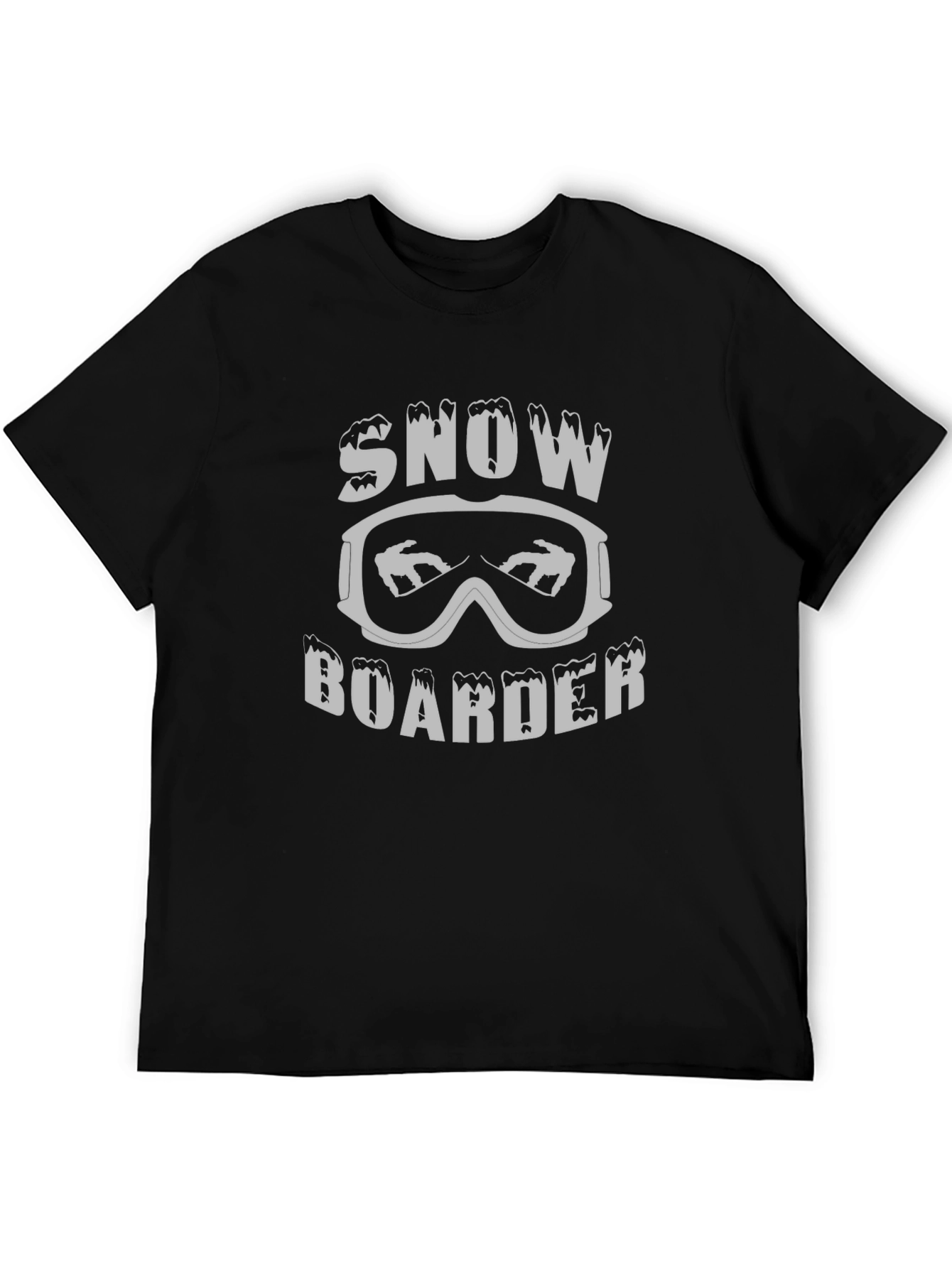 Camiseta Negra Snowboarder Diseño Invierno