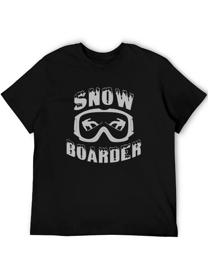 Camiseta Negra Snowboarder Diseño Invierno