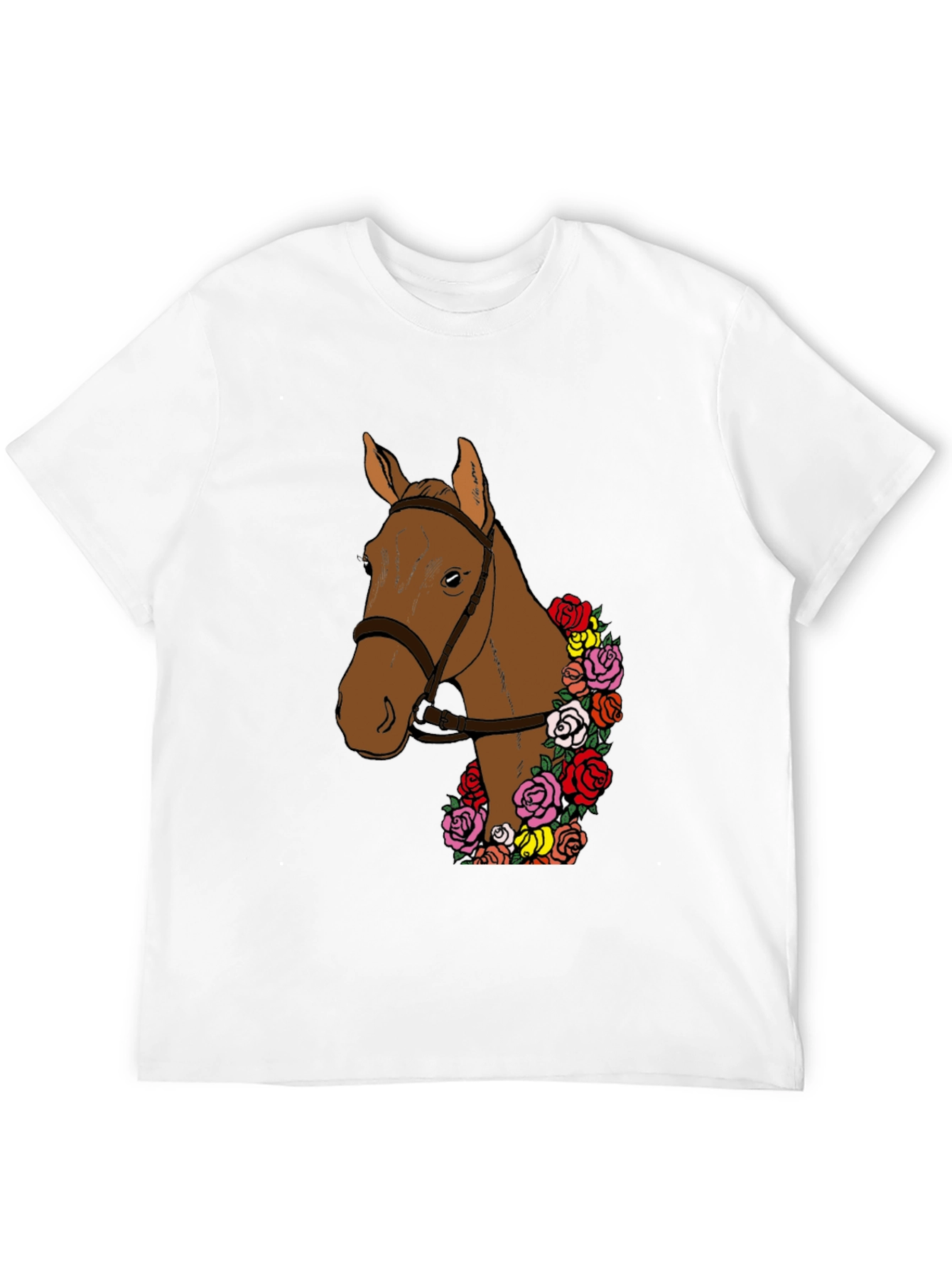 Camiseta Hombre: Caballo Floral Elegante