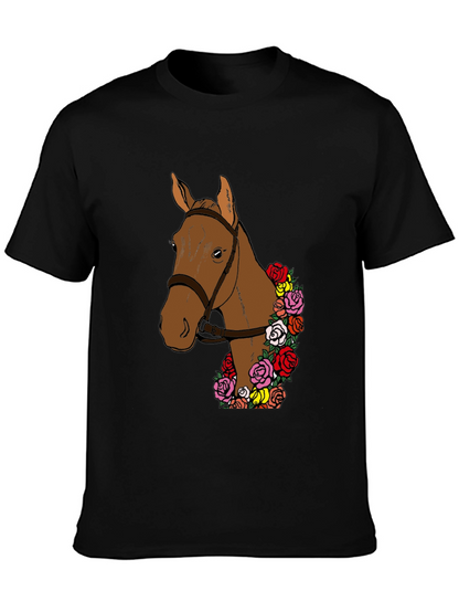 Camiseta Hombre: Caballo Floral Elegante