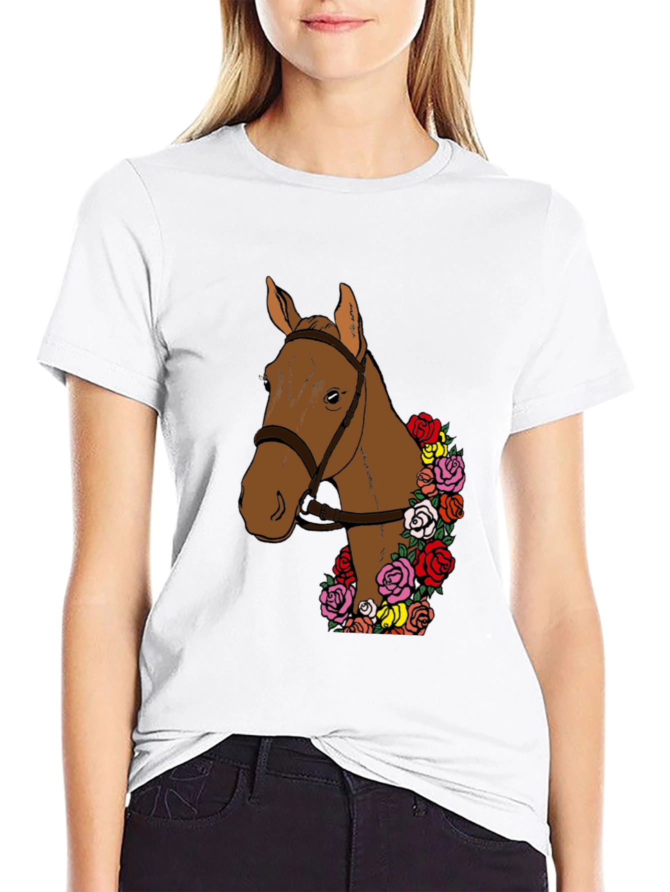 Camiseta Hombre: Caballo Floral Elegante