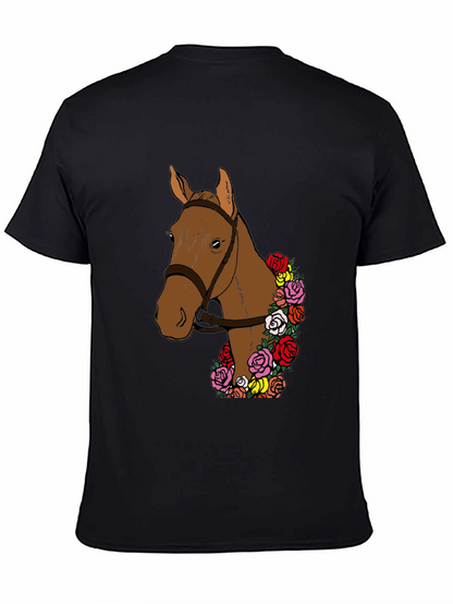 Camiseta Hombre: Caballo Floral Elegante