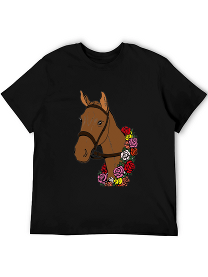 Camiseta Hombre: Caballo Floral Elegante