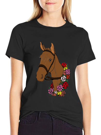 Camiseta Hombre: Caballo Floral Elegante