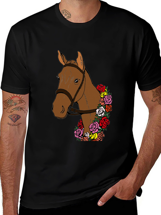 Camiseta Hombre: Caballo Floral Elegante