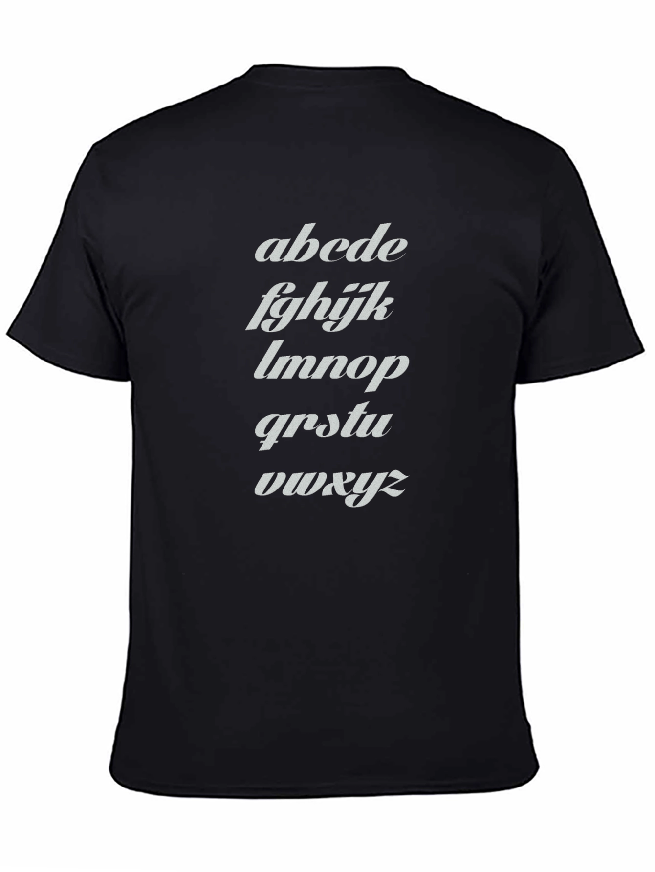 Camiseta Negra con Alfabeto Inclinado
