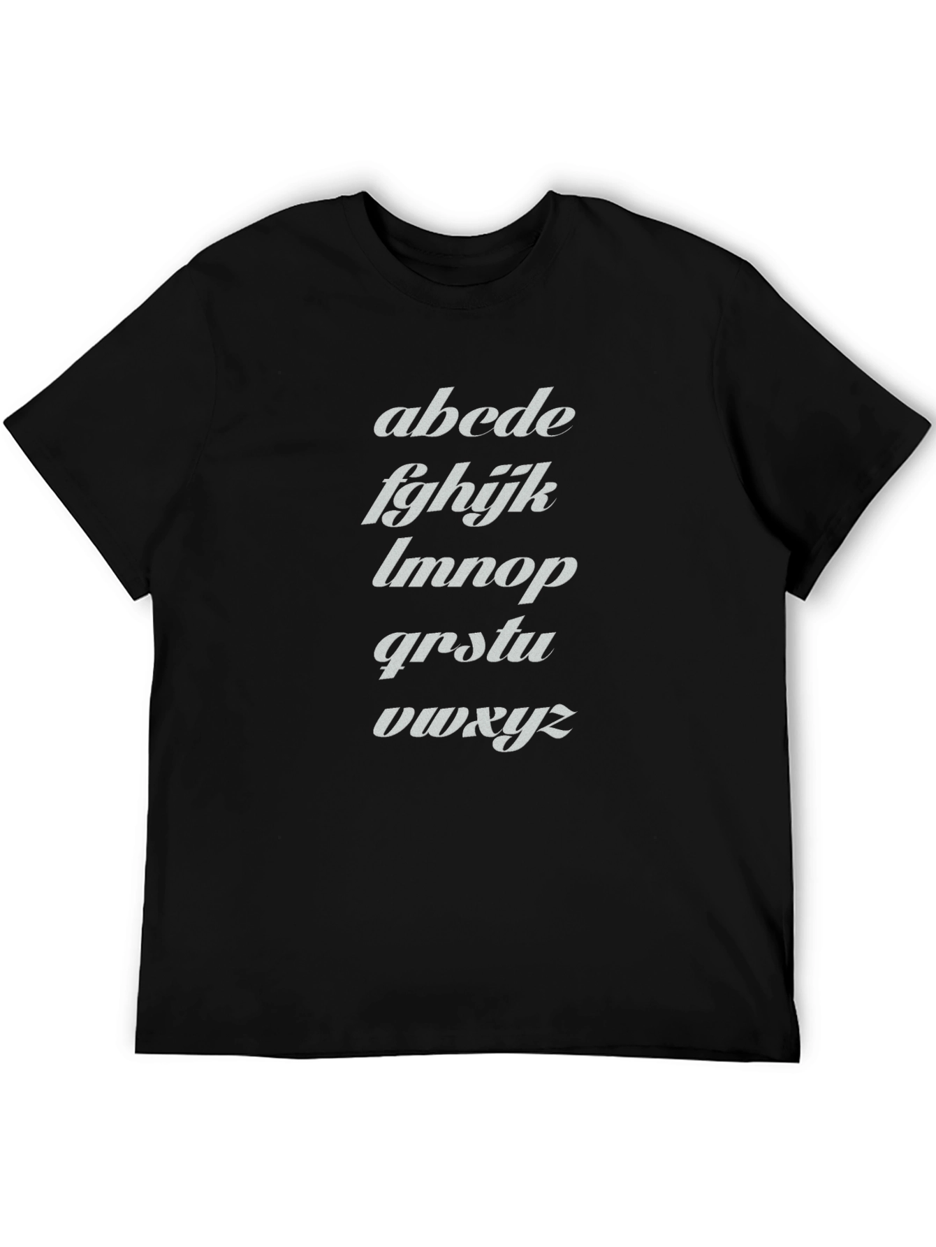 Camiseta Negra con Alfabeto Inclinado