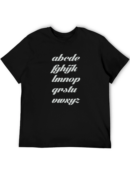Camiseta Negra con Alfabeto Inclinado