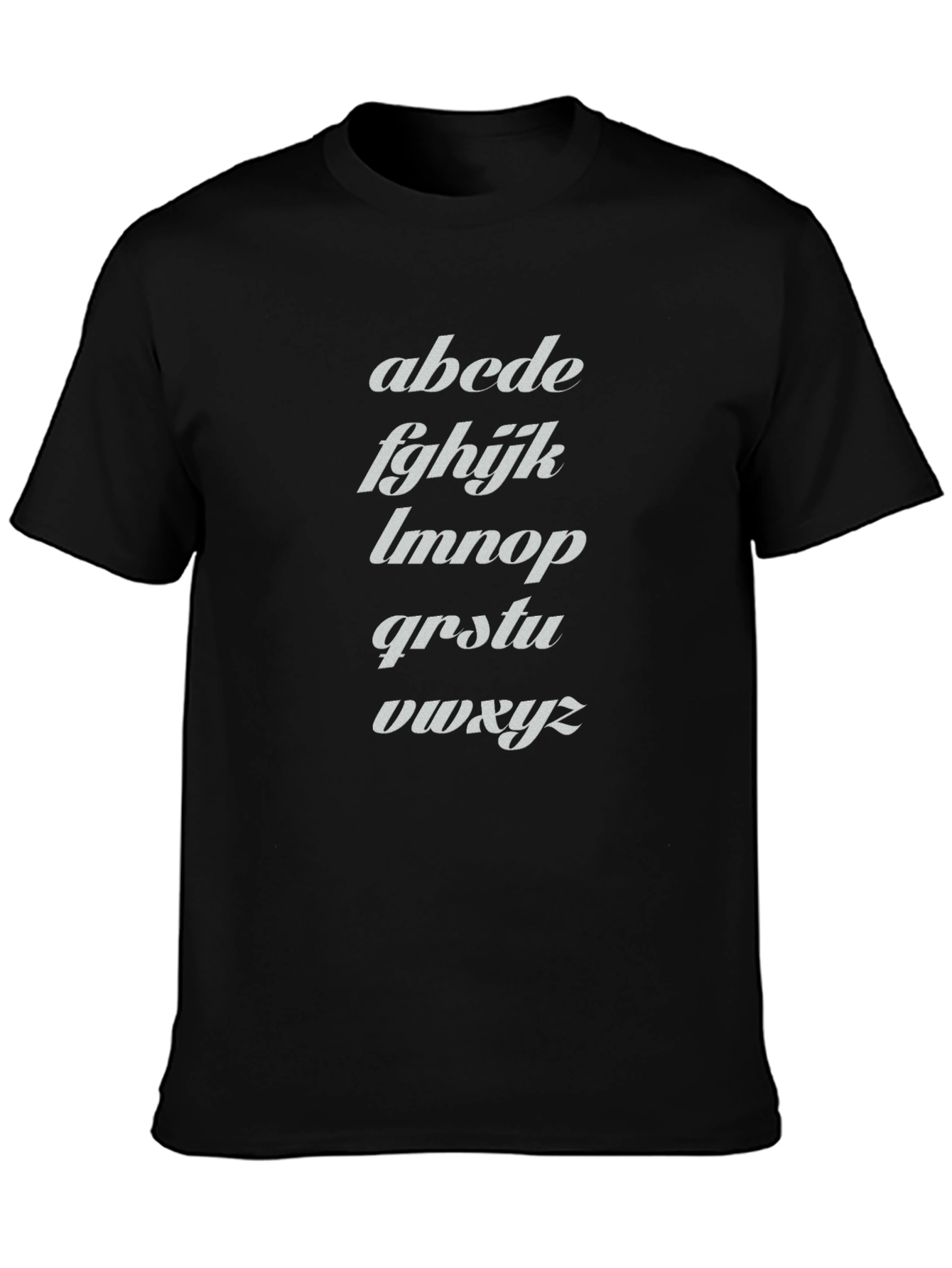 Camiseta Negra con Alfabeto Inclinado