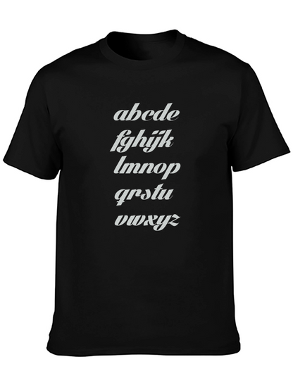 Camiseta Negra con Alfabeto Inclinado