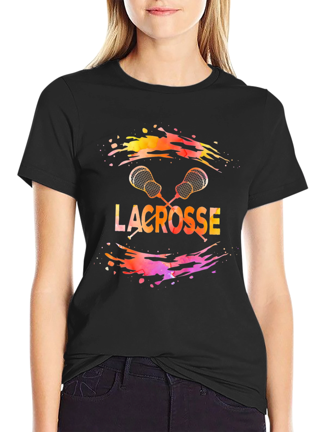 Camiseta Lacrosse Hombre Diseño Acuarela