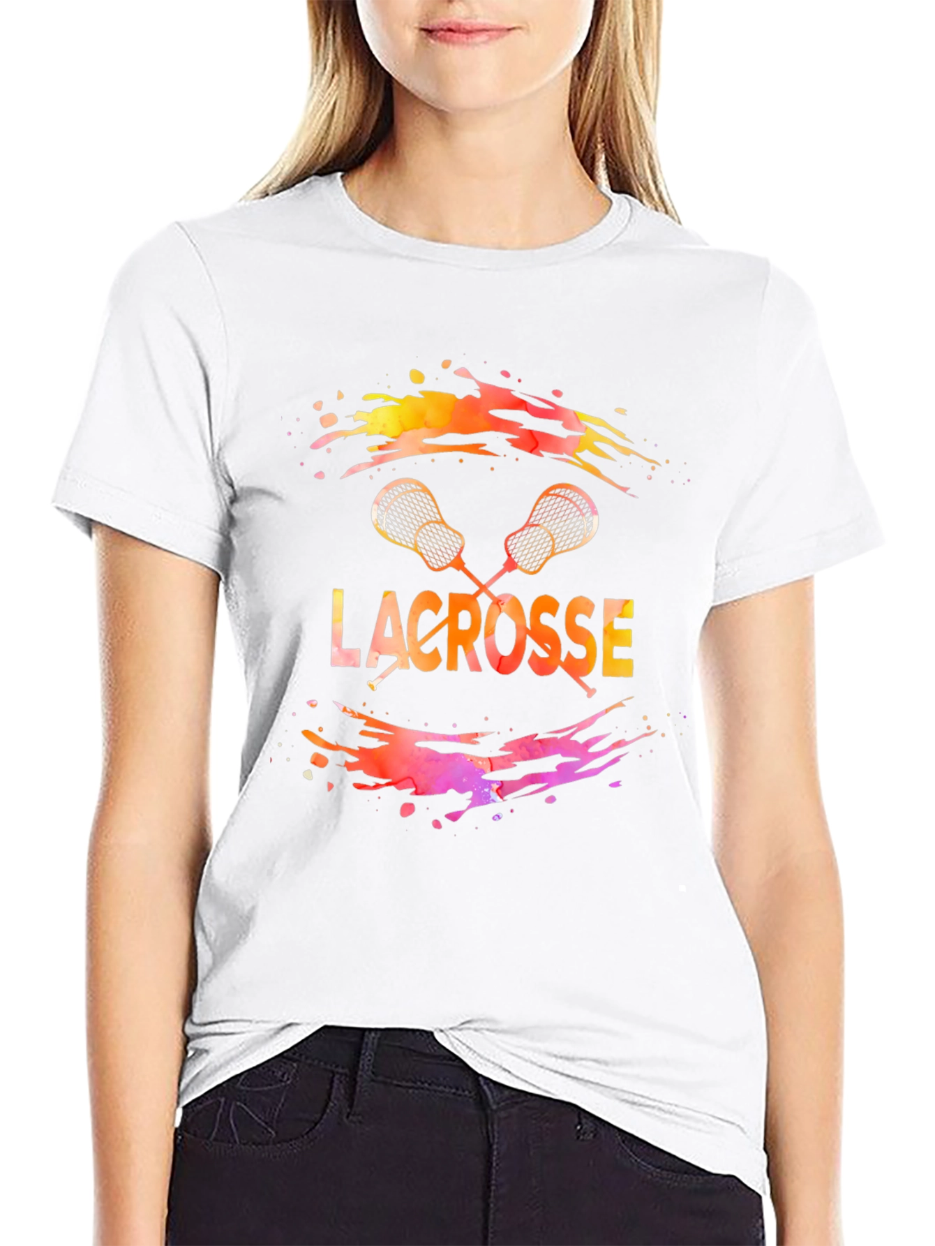 Camiseta Lacrosse Hombre Diseño Acuarela
