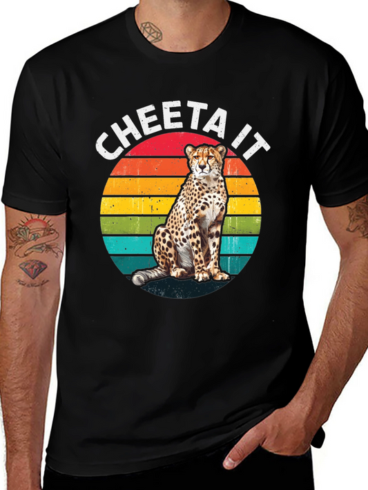 Camiseta Negra con Diseño de Guepardo Retro