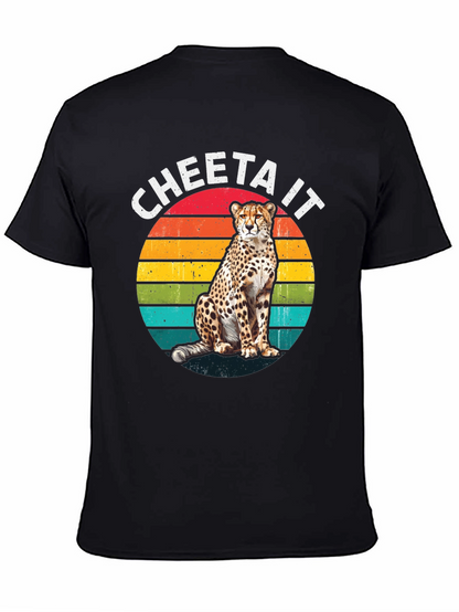 Camiseta Negra con Diseño de Guepardo Retro
