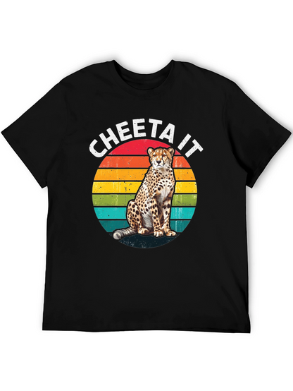 Camiseta Negra con Diseño de Guepardo Retro
