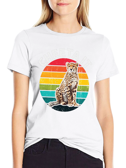 Camiseta Negra con Diseño de Guepardo Retro