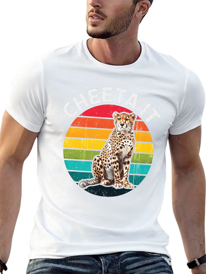 Camiseta Negra con Diseño de Guepardo Retro