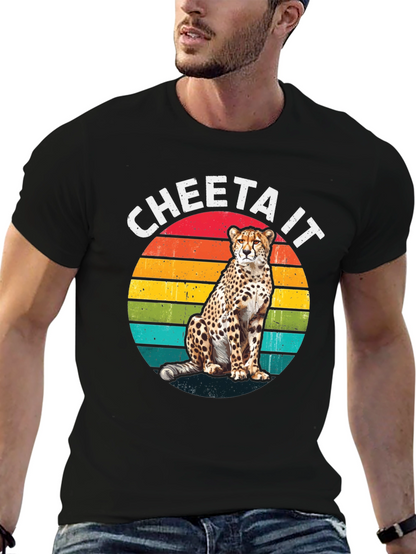 Camiseta Negra con Diseño de Guepardo Retro