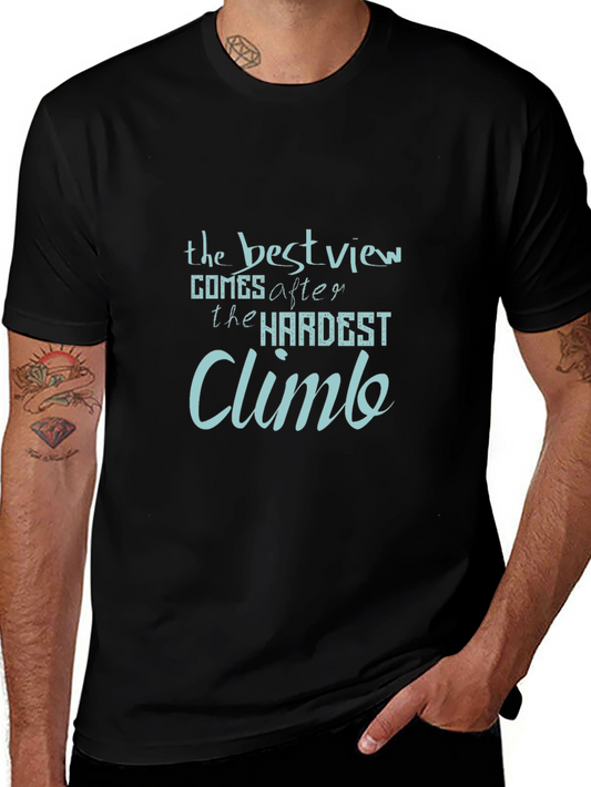 Camiseta Negra Inspiradora - La Mejor Vista Tras la Escalada