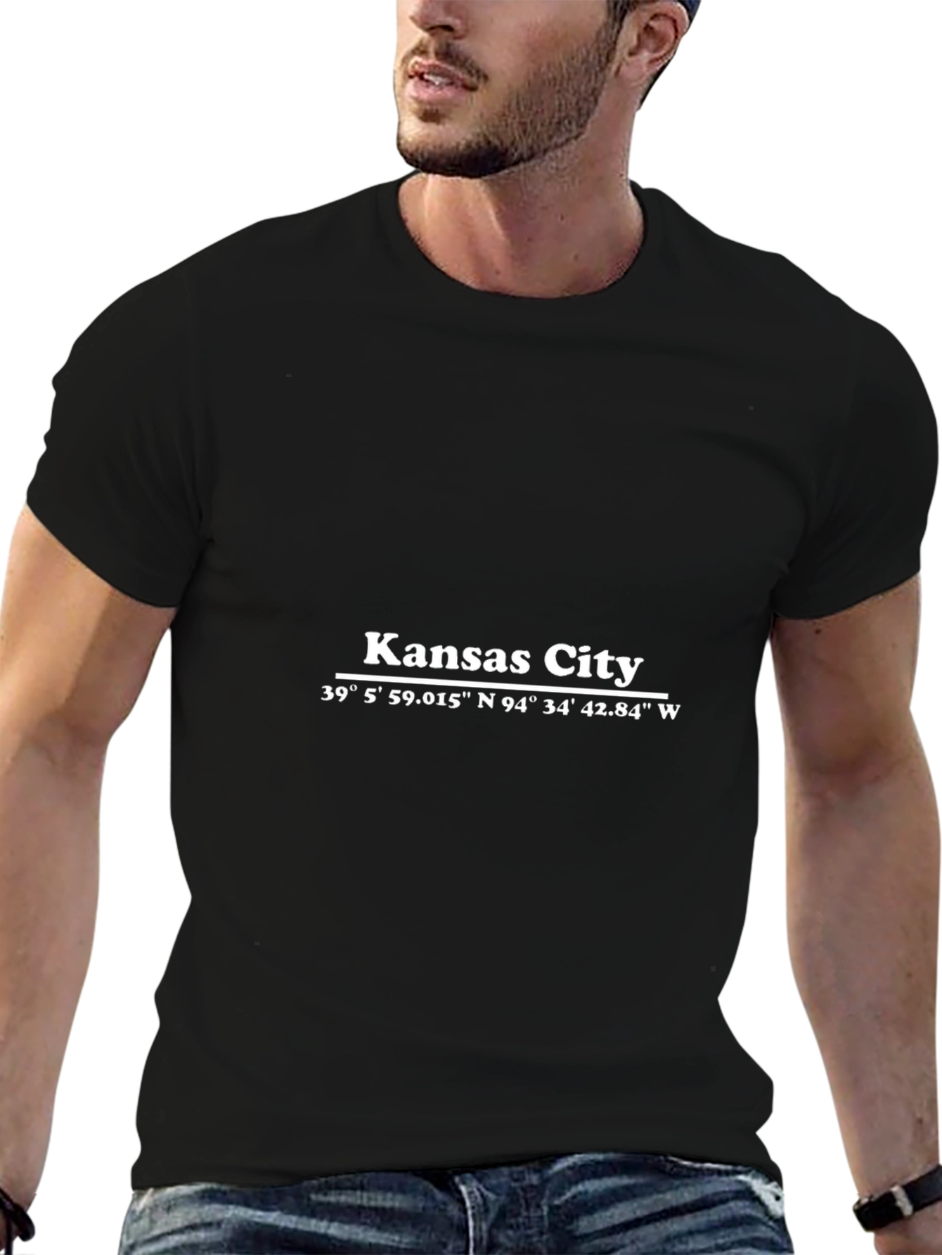 Camiseta Negra Kansas City Coordenadas
