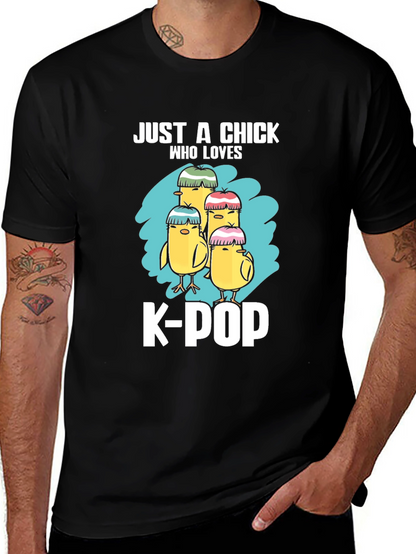 Camiseta Negra Just a Chick Who Loves K-Pop
