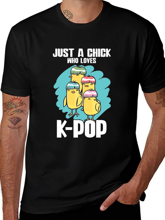 Camiseta Negra Just a Chick Who Loves K-Pop