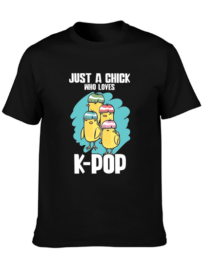 Camiseta Negra Just a Chick Who Loves K-Pop