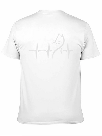 Camiseta Negra con Diseño de Latido de Gato