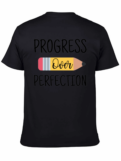 Camiseta Negra Progreso Sobre Perfección
