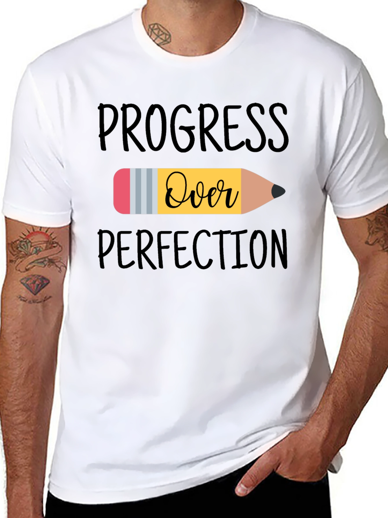 Camiseta Negra Progreso Sobre Perfección