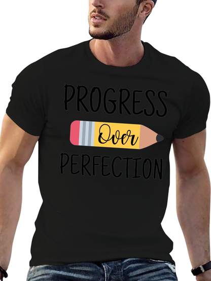 Camiseta Negra Progreso Sobre Perfección