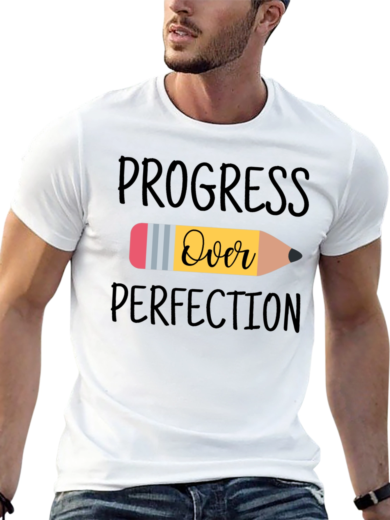 Camiseta Negra Progreso Sobre Perfección