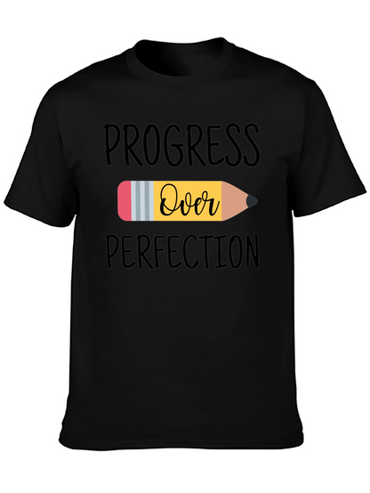 Camiseta Negra Progreso Sobre Perfección
