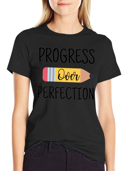 Camiseta Negra Progreso Sobre Perfección