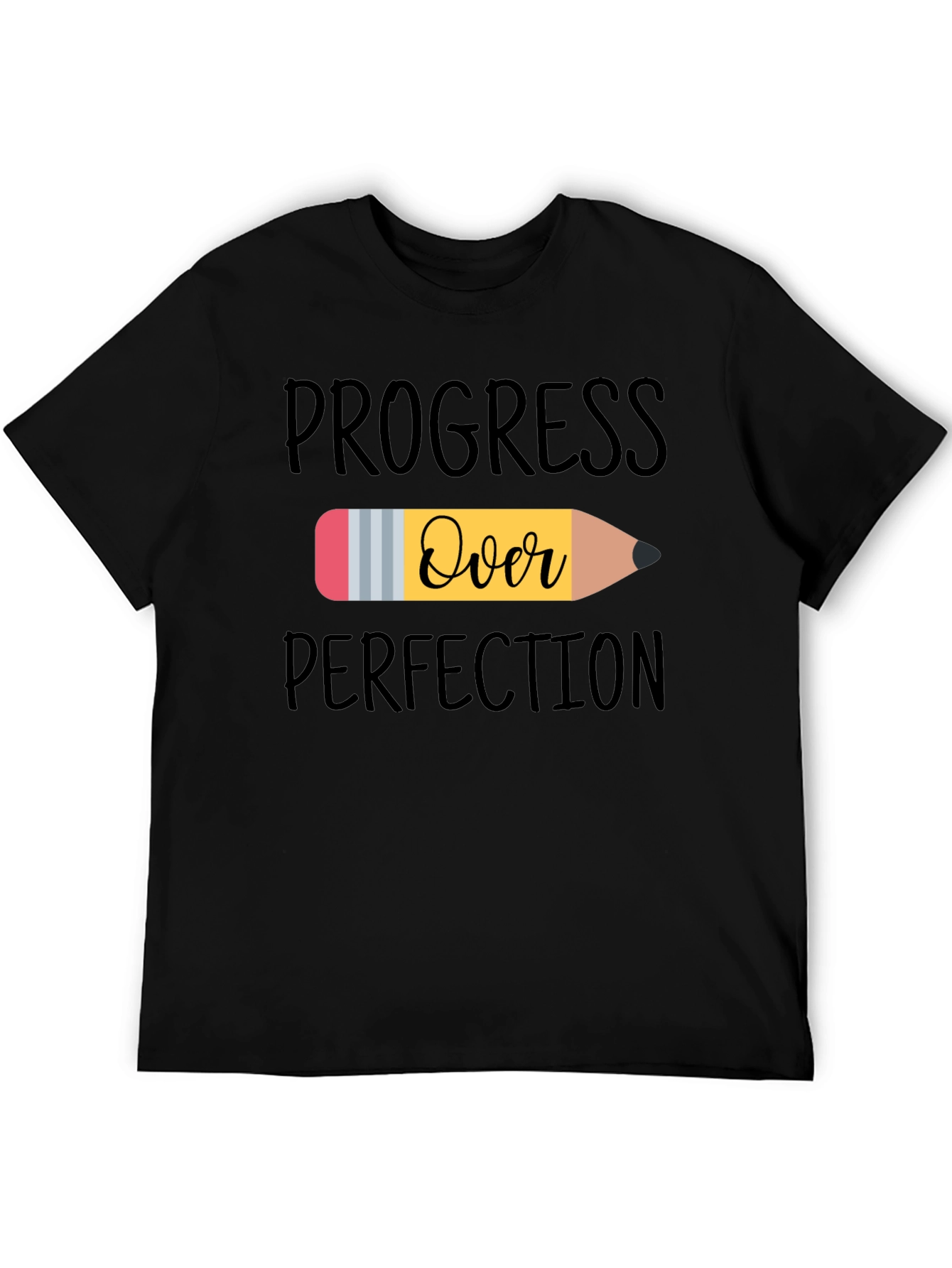 Camiseta Negra Progreso Sobre Perfección