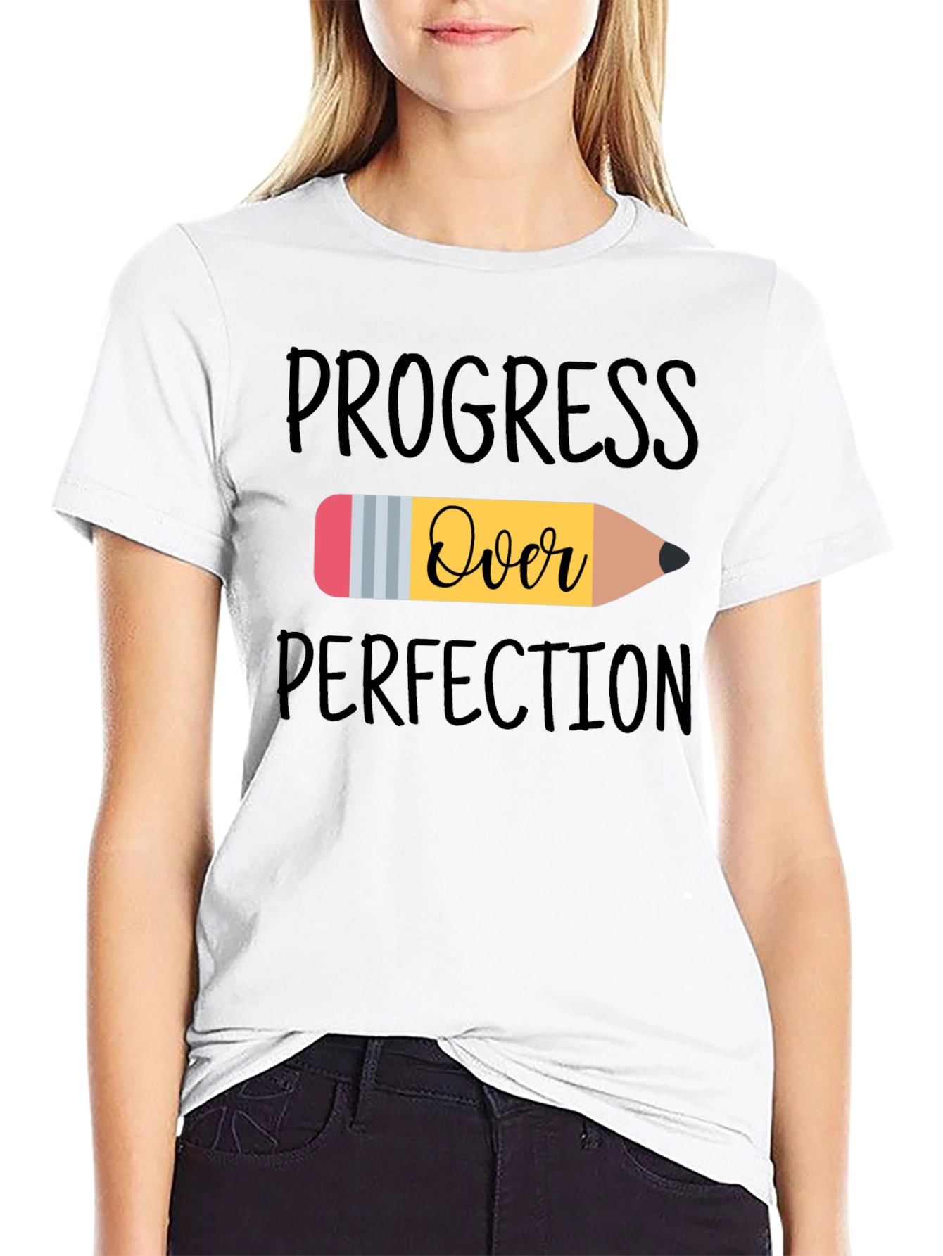 Camiseta Negra Progreso Sobre Perfección