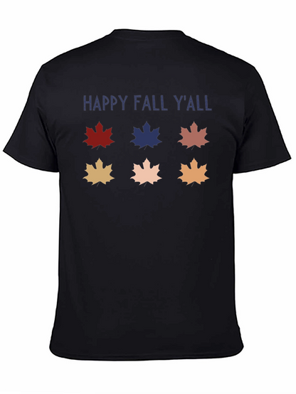 Camiseta Negra Happy Fall Yall con Hojas de Otoño