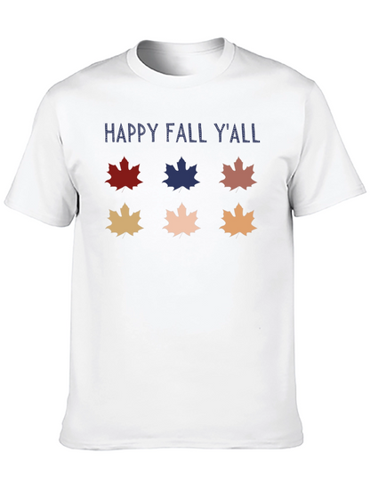 Camiseta Negra Happy Fall Yall con Hojas de Otoño